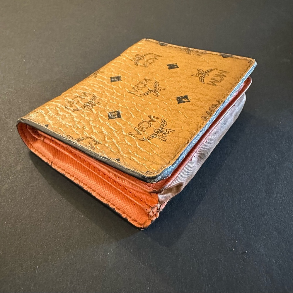 MCM Visetos Cognac Bi-Fold Snap Wallet